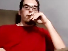 Jock American Joshua smoking before blowjob and cumshot