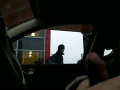 Jerking and flashing cock in my car at the parking place