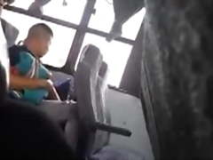 Guy in the bus try to hide