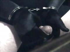 Gloved and handcuffed and self pleasure ..