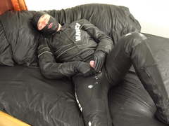 Wanking in Vanucci biker leather suit