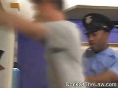 Ebony cop's dick in action