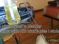 Bladder Enema With The Botte My Bf Had His Date Piss In