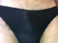 Pissing in black cotton panties